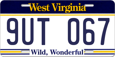 WV license plate 9UT067