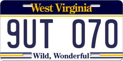 WV license plate 9UT070