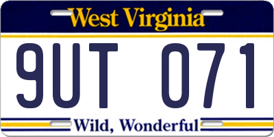 WV license plate 9UT071