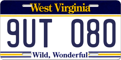 WV license plate 9UT080