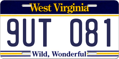 WV license plate 9UT081