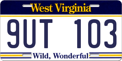 WV license plate 9UT103