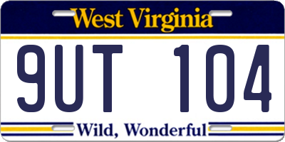 WV license plate 9UT104