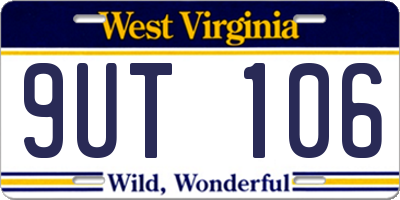 WV license plate 9UT106