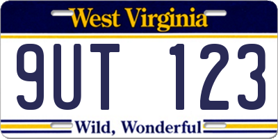 WV license plate 9UT123