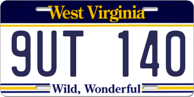 WV license plate 9UT140