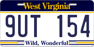 WV license plate 9UT154