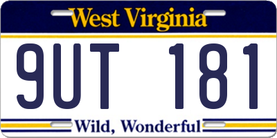 WV license plate 9UT181