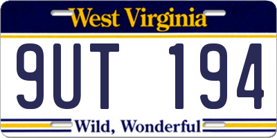 WV license plate 9UT194