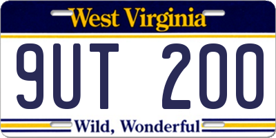 WV license plate 9UT200