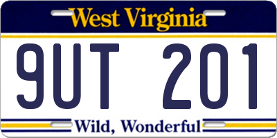 WV license plate 9UT201
