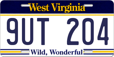 WV license plate 9UT204
