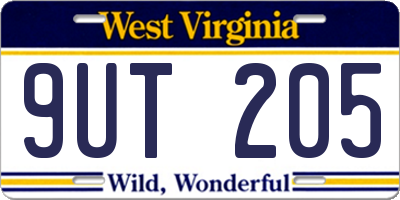 WV license plate 9UT205