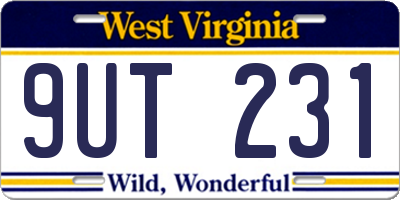 WV license plate 9UT231