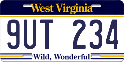 WV license plate 9UT234