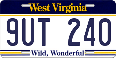 WV license plate 9UT240