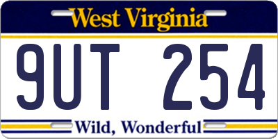 WV license plate 9UT254