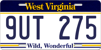 WV license plate 9UT275