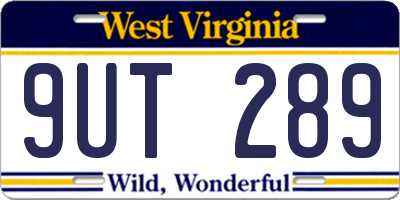 WV license plate 9UT289