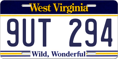 WV license plate 9UT294