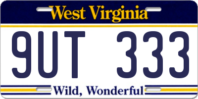 WV license plate 9UT333
