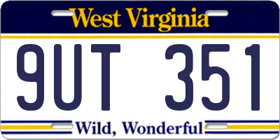 WV license plate 9UT351