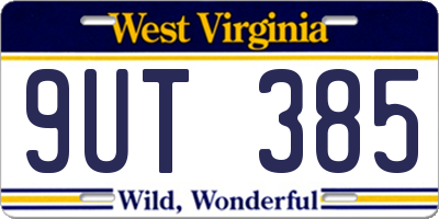 WV license plate 9UT385