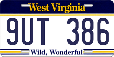 WV license plate 9UT386