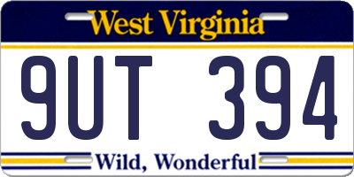 WV license plate 9UT394