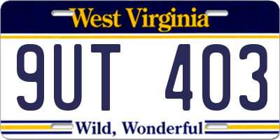 WV license plate 9UT403
