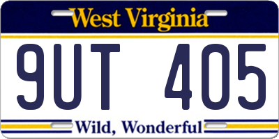 WV license plate 9UT405