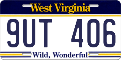 WV license plate 9UT406