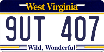 WV license plate 9UT407
