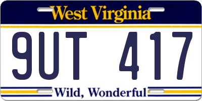 WV license plate 9UT417