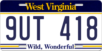 WV license plate 9UT418