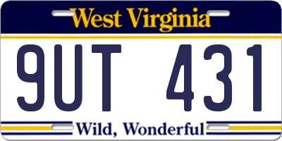 WV license plate 9UT431