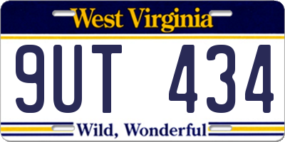 WV license plate 9UT434