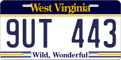 WV license plate 9UT443