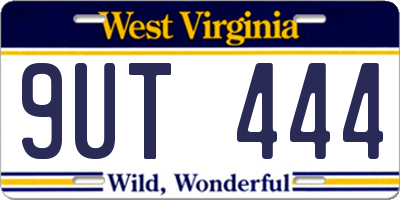 WV license plate 9UT444