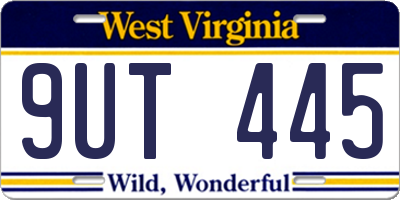 WV license plate 9UT445