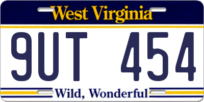 WV license plate 9UT454