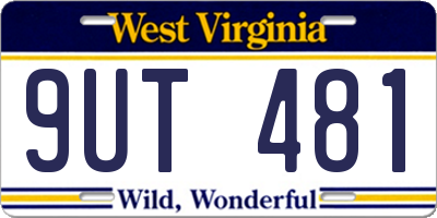 WV license plate 9UT481