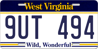 WV license plate 9UT494