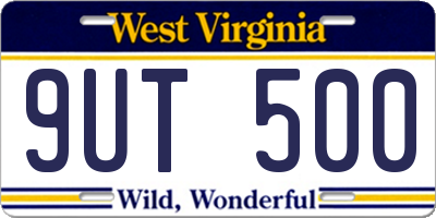 WV license plate 9UT500
