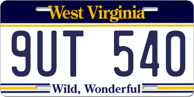 WV license plate 9UT540