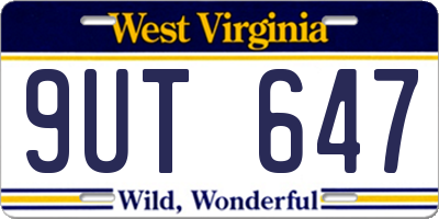WV license plate 9UT647