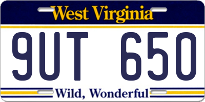 WV license plate 9UT650