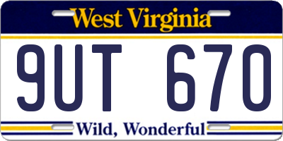WV license plate 9UT670