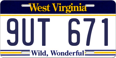 WV license plate 9UT671