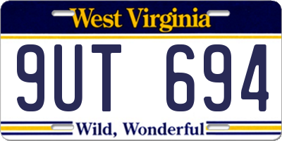 WV license plate 9UT694